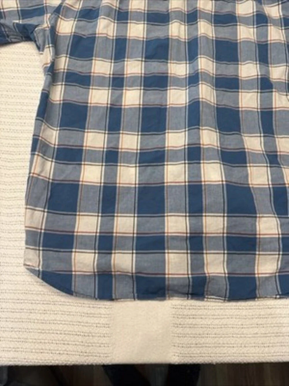 Eddie Bauer Shirt Men XL Blue Orange Check Short Sleeve Button Up